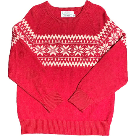 MADE IN USA製 MORIARTY SWEATER ノルディック柄ハンドメイドウールセーター レッド Sサイズ
