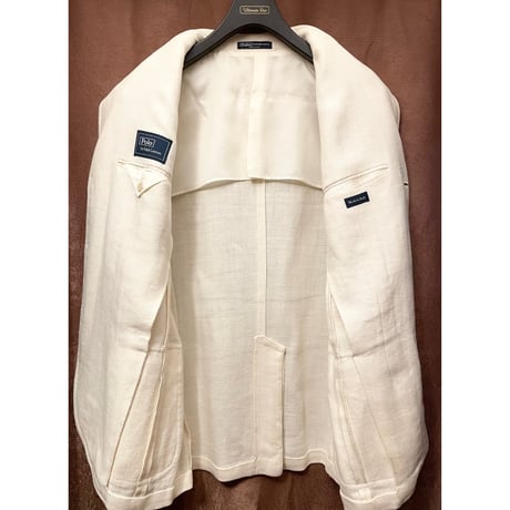 MADE IN ITALY製 Polo by Ralph Lauren リネンテーラードジャケット アイボリー AB7サイズ