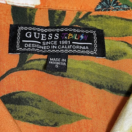 GUESS × J Balvin コラボレーションアロハシャツ オレンジ Sサイズ