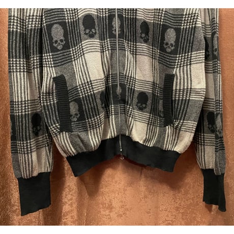 MADE IN ITALY製 GEMMA.H UOMO フルジップコットンカーディガン ブラック×グレー XLサイズ