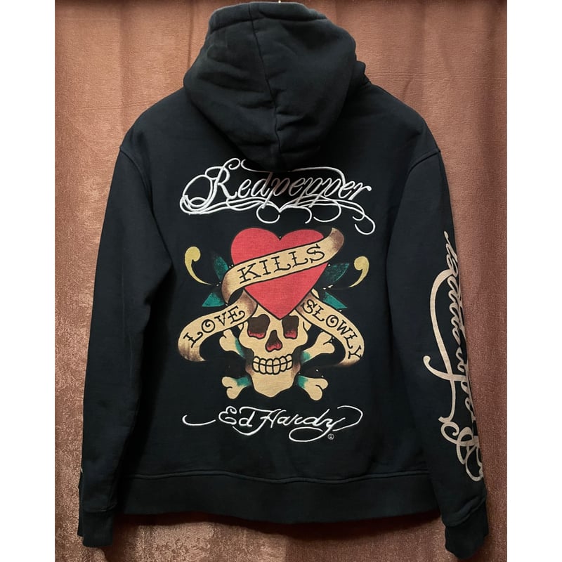 RED PEPPER×ED HARDY コラボレーションフルジップパーカー ブラック M 