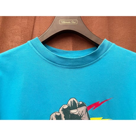 MADE IN MEXICO製 ROCAWEAR プリントTシャツ ターコイズブルー Lサイズ