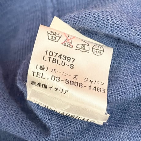 MADE IN ITALY製 BARNEYS NEWYORK ハーフジップメリノウールセーター ブルー 46サイズ