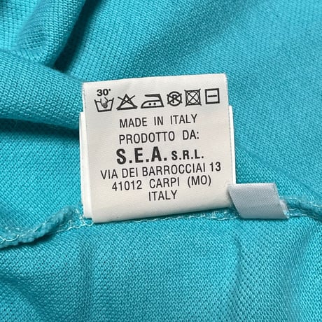 MADE IN ITALY製 PRANDI 半袖鹿の子ポロシャツ ターコイズ 48サイズ