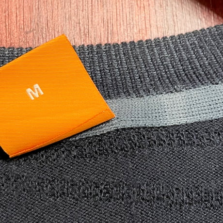 BOSS ORANGE シルク混Vネック3Dニットセーター ネイビー×グレー Mサイズ