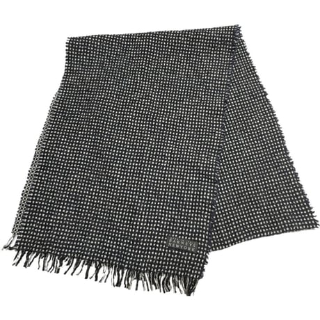 MADE IN ITALY製 BARNEYS NEWYORK ヴァージンウールコットンマフラー ネイビー×グレー