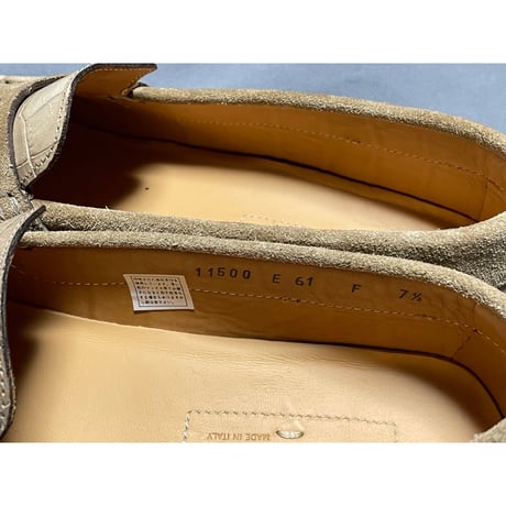 MADE IN ITALY製 SANTONI クロコ型押しローファー ベージュ 7 1/2サイズ
