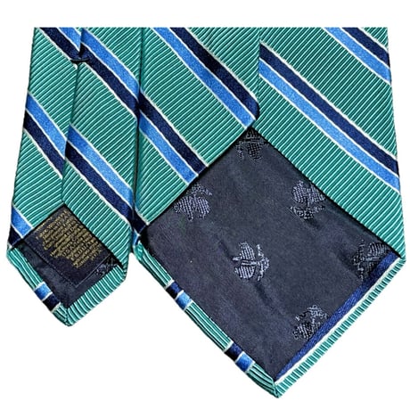 MADE IN USA製 BROOKS BROTHERS レジメンタルシルクコットンネクタイ グリーン×ブルー