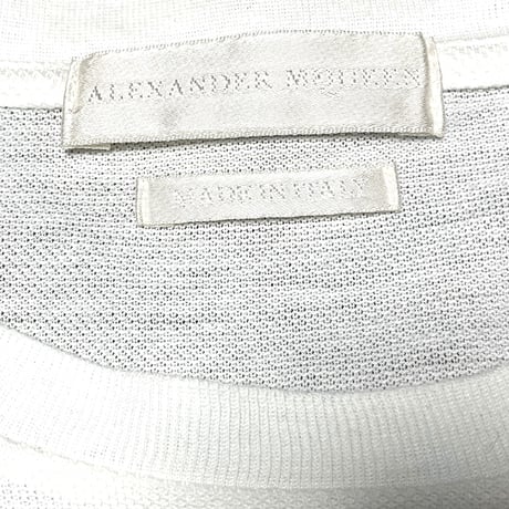 MADE IN ITALY製 ALEXANDER McQUEEN 長袖ボーダーカットソー ホワイト×ブルー Sサイズ