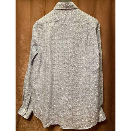 MADE IN JAPAN製 Casual 134 KAMAKURA SHIRT 長袖ペイズリー柄リネンシャツ ホワイト×ネイビー Mサイズ