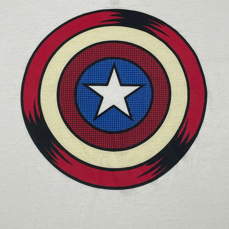 MARVEL AVENGERS Captain America シールドプリントリンガーTシャツ ホワイト XLサイズ