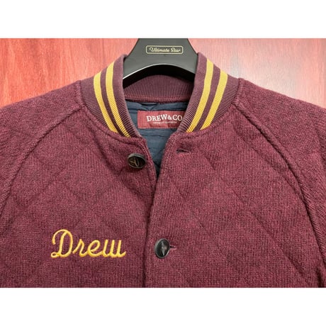 MADE IN ITALY製 DREW&CO. キルティングウールスタジアムジャケット ワインレッド Mサイズ