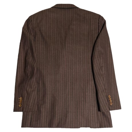 SOVEREIGN UNITED ARROWS CARLO BARBERA SUPER120'S ヴァージンウールストライプ柄ダブルスーツ ブラウン 44サイズ