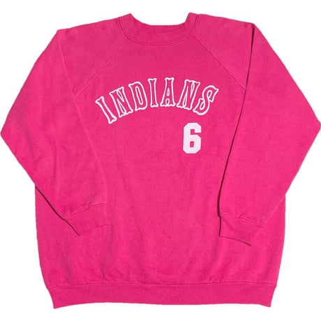 MADE IN USA製 Hanes HerWay INDIANS ロゴスウェットトレーナー ピンク Lサイズ