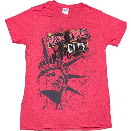 MADE IN MEXICO製 DELTAベース NEW YORK CITY 半袖プリントTシャツ レッド Sサイズ