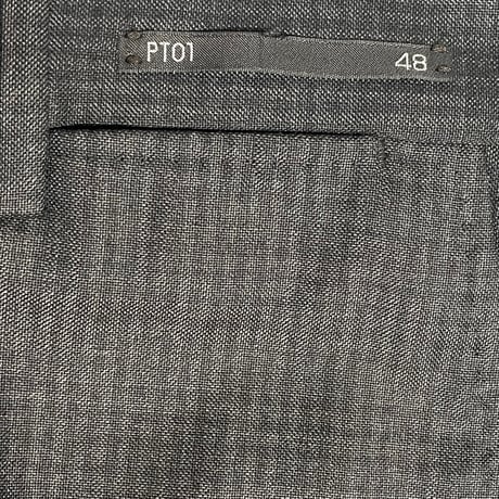 ▲訳あり商品▲ MADE IN ROMANIA製 PT01 SUPER110's EVO FIT チェック柄ウールスラックス ダークグレー 48サイズ