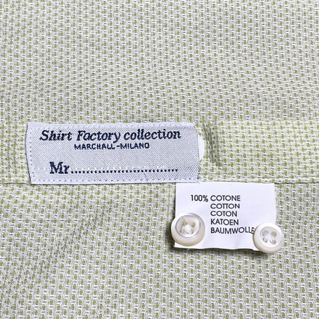 MADE IN ITALY製 Shirt factory Collection 長袖シャツ 38/15サイズ イエロ―グリーン