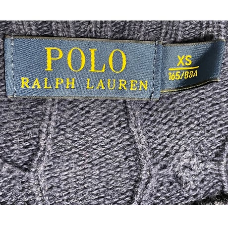 POLO RALPH LAUREN クルーネックケーブルコットンセーター ネイビー XSサイズ