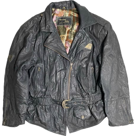 MONTANA PELLE レザーライダースジャケット ブラック 40サイズ