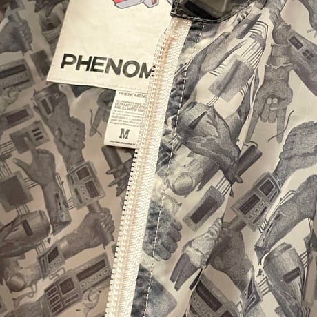 激レア MADE IN JAPAN製 PHENOMENON 2008年モデル 総柄 フルジップシースルージャケット グレー×ホワイト Mサイズ