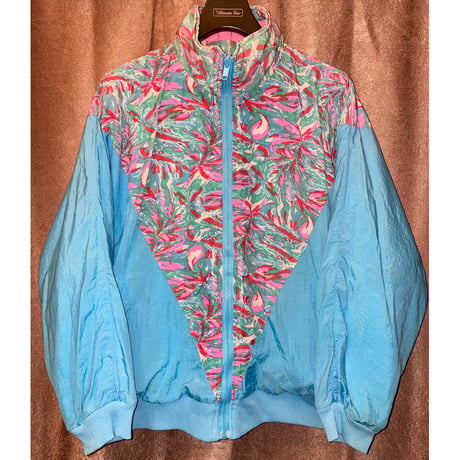 90s AVIAT SPORTIF リバーシブルナイロンスウェットジャケット ライトブルー×ピンク Mサイズ