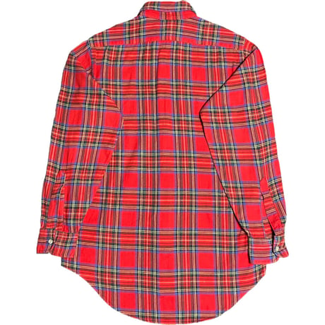 MADE IN USA製 CLEVE SHIRTMAKERS 長袖タータンチェック柄ボタンダウンシャツ レッド Sサイズ