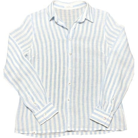 MADE IN JAPAN製 MAREE ストライプ柄長袖リネンシャツ サックス 4サイズ
