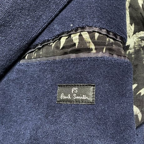 MADE IN JAPAN製 PS BY Paul Smith パイル地ニットテーラードジャケット ネイビー Sサイズ