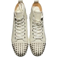 ☆箱、付属品インボイス付き新古品☆ MADE IN ITALY製 Christian Louboutin スタッズ付きハイカットレザースニーカー ホワイト 42サイズ