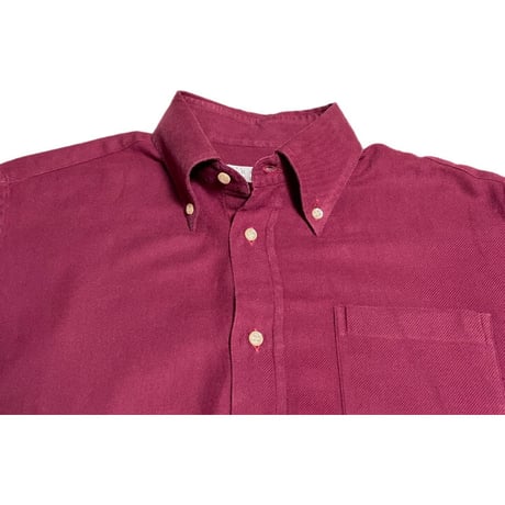 MADE IN ITALY製 BARNEYS NEWYORK 長袖ボタンダウンシャツ エンジ Mサイズ