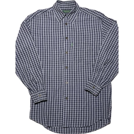MADE IN ITALY製 CANALI 長袖チェックシャツ ネイビー 37-14 1/2サイズ