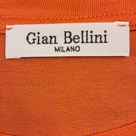 MADE IN ITALY製 Gian Bellini ポケット付き クルーネックニットTシャツ オレンジ Lサイズ