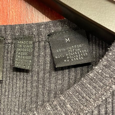 MADE IN USA製 90s DKNY Donna Karan New York 長袖ニットカットソー チャコールグレー Mサイズ
