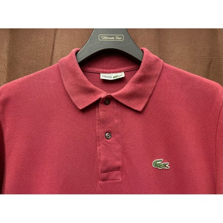 MADE IN FRANCE製 80s CHEMISE LACOSTE 半袖鹿の子ポロシャツ ワイン 3サイズ