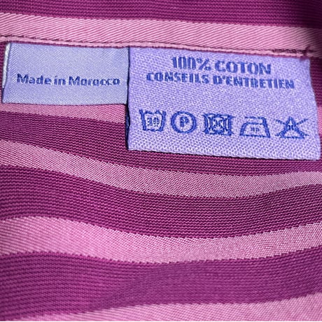 nodus 長袖ストライプ柄シャツ パープル×ピンク 40-15 1/2サイズ