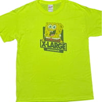 レア XLARGE × SPONGEBOB コラボレーション 半袖プリントTシャツ 蛍光イエロー Lサイズ