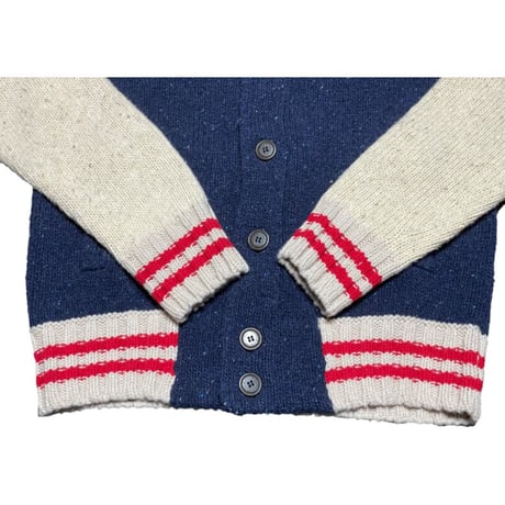 MADE IN ITALY製 FRANKLIN MARSHALL VARSITY スタジャン型カーディガン ネイビー Lサイズ