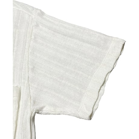 MADE IN ITALY製 Ermenegildo Zegna 半袖リネンコットンシャツ 生成り XS/46サイズ