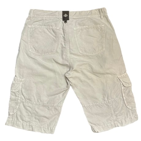 MADE IN ITALY製 LUIGI BORRELLI LUXURY VINTAGE コットンリネンカーゴハーフパンツ シルバーグレー 36サイズ