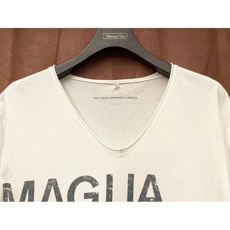 MADE IN ITALY製 MAGLIA PER DIRE ti amo VネックTシャツ ホワイト Sサイズ