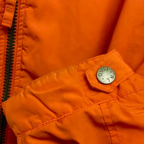 90s Polo by Ralph Lauren フード付き中綿フルジップジャケット オレンジ XXLサイズ