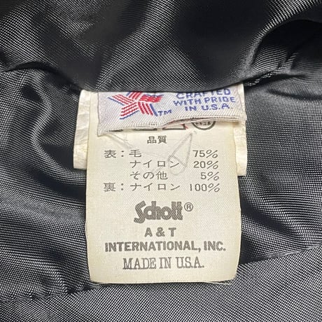 MADE IN USA製 SCHOTT ウール襟付きシングルライダースジャケット チャコールグレー 38サイズ