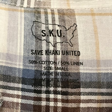 MADE IN USA製 SAVE KHAKI UNITED 長袖チェック柄コットンリネンシャツ マルチカラー Sサイズ