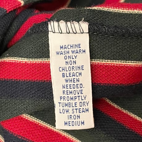 希少 MADE IN USA製 Polo by Ralph Lauren ストライプ柄半袖鹿の子ポロシャツ マルチカラー Lサイズ