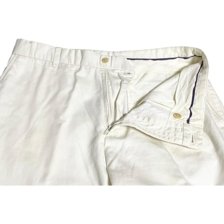 MADE IN ITALY製 RALPH LAUREN PURPLE LABEL コットンスラックス アイボリー W32サイズ
