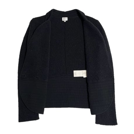MADE IN ITALY製 ARMANI COLLEZIONI パイルニットウールジャケット ブラック 40サイズ