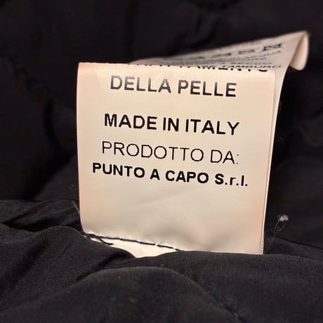 MADE IN ITALY製 ANDREA POMPILIO レザーコンビ 中綿キルティングジャケット ブラック×ブラウン 46サイズ