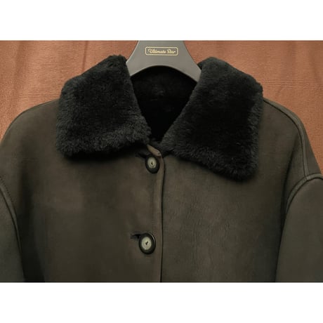 MADE IN ITALY製 Jc de Castelbajac ファー付き スウェードレザー ニットコート ダークブラウン×ブラウン 38サイズ