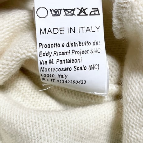 MADE IN ITALY製 irish crone クルーネックウールセーター アイボリー Mサイズ