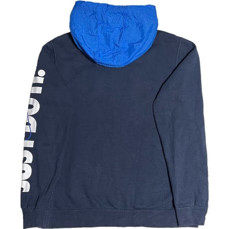 NIKE ナイロン切り替えスウェットフルジップパーカー ネイビー×ブルー Mサイズ